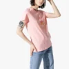 Alfabetpatroonprint Ronde hals Korte mouwen Roze