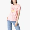 Alfabetpatroonprint Ronde hals Korte mouwen Roze