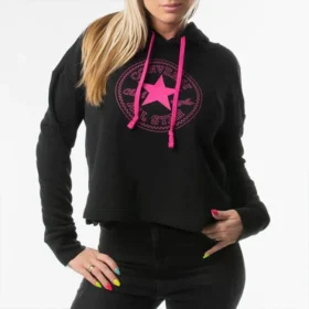 Athleisure Casual sportieve gebreide hoodie met capuchon Zwart