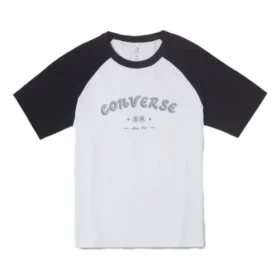 Baseball-T-shirt met logo Aziatische maten “Wit Zwart”