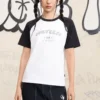 Baseball-T-shirt met logo Aziatische maten “Wit Zwart”