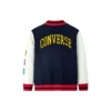 Baseballjas met kleurblokken en borduursels Aziatische maten “Marineblauw Wit Rood”