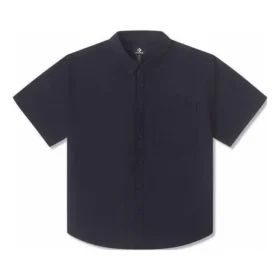 Basic geweven shirt met korte mouwen Aziatische maten “Zwart”