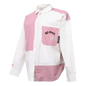 Bloemen Klein Logo Colorblock Lange Mouwen Wit Roze Shirt