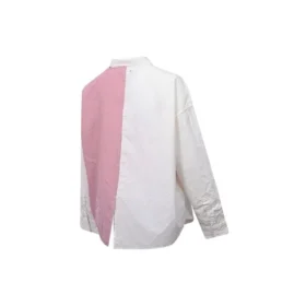 Bloemen Klein Logo Colorblock Lange Mouwen Wit Roze Shirt