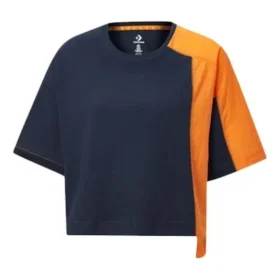 Capsule-serie met contrasterende kleuren, ronde hals en korte mouwen, blauw