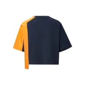 Capsule-serie met contrasterende kleuren, ronde hals en korte mouwen, blauw