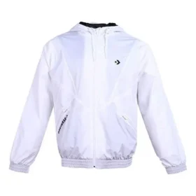 Casual jas met capuchon, trekkoord en zakken, wit