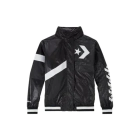Casual sportjas met capuchon en logo Zwart