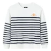 Casual Stripe Crew Sweater Aziatische maten “Wit Zwart”