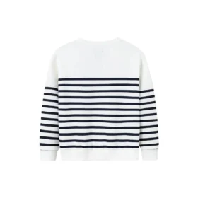 Casual Stripe Crew Sweater Aziatische maten “Wit Zwart”
