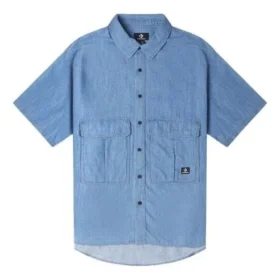 Chambray-overhemd met hoge pasvorm Aziatische maten “Indigo Blue”