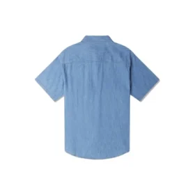 Chambray-overhemd met hoge pasvorm Aziatische maten “Indigo Blue”