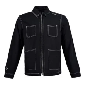 Converse Pocket Woven herenjas met lange mouwen, zwart
