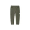 Effen broek met elastische taille Aziatische maten “Olijfgroen”