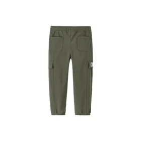 Effen broek met elastische taille Aziatische maten “Olijfgroen”