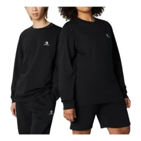 Go-To T-shirt met geborduurde sterrenchevrons, standaard pasvorm, Aziatische maten “Zwart”