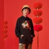 Hoodie met cartoonletters Aziatische maten “Zwart Wit Rood”