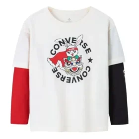 Logo Rabbit Year bedrukt T-shirt met lange mouwen Aziatische maten “Wit Zwart Rood”