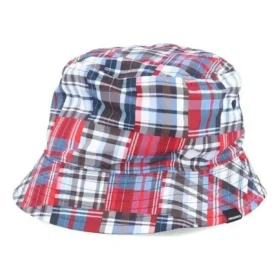 Omkeerbare Bucket Hat met geruite patch “Blue”