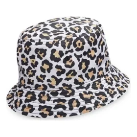 Omkeerbare buckethoed met luipaardprint “White”