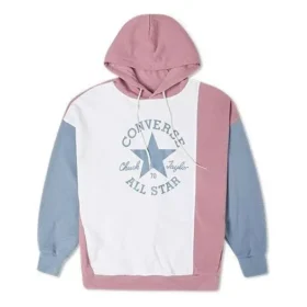 Oversized pullover met capuchon en kleurblokken Aziatische maten “Pink Aura”