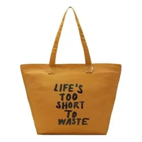 Renew Life “s Too Short To Waste Canvas Tote Bag “Brown”