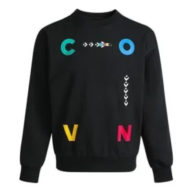 Sportief sweatshirt met contrasterende letters en ronde hals Aziatische maten “Zwart”