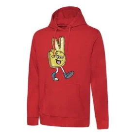 Sweatshirt met capuchon en trekkoord met vingerletterprint Rood