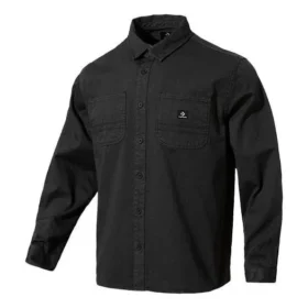 Twill overhemd met lange mouwen en knopen Aziatische maten “Zwart”
