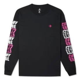 Uitklapbaar T-shirt met lange mouwen Aziatische maten “Black”