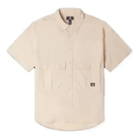 Verhoogd geweven shirt Aziatische maten “Beige”