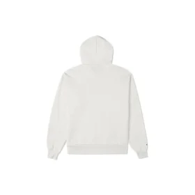 Witte loszittende fleecehoodie met geborduurd logo